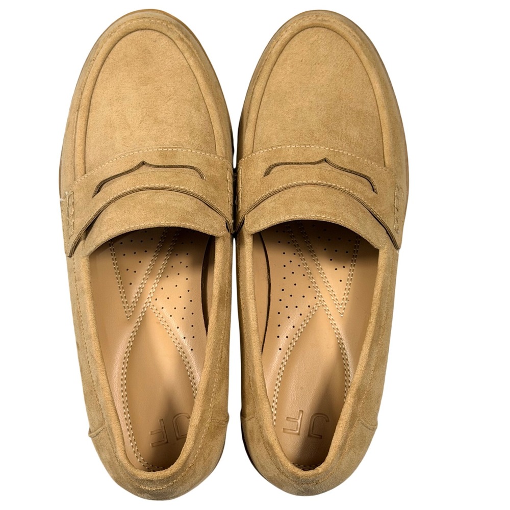 J.F. Tan Faux Suede Penny Loafers Womens 8.5 Business Casual Shoes‎